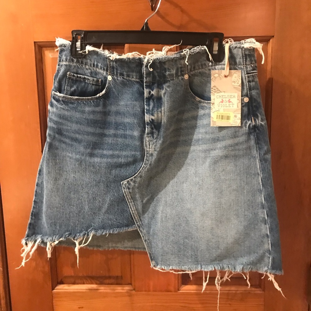 NWT distressed denim skirt